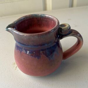 Hand-Crafted Ombre Stoneware Glazed Creamer Mini Pitcher Pottery Signed Lisa